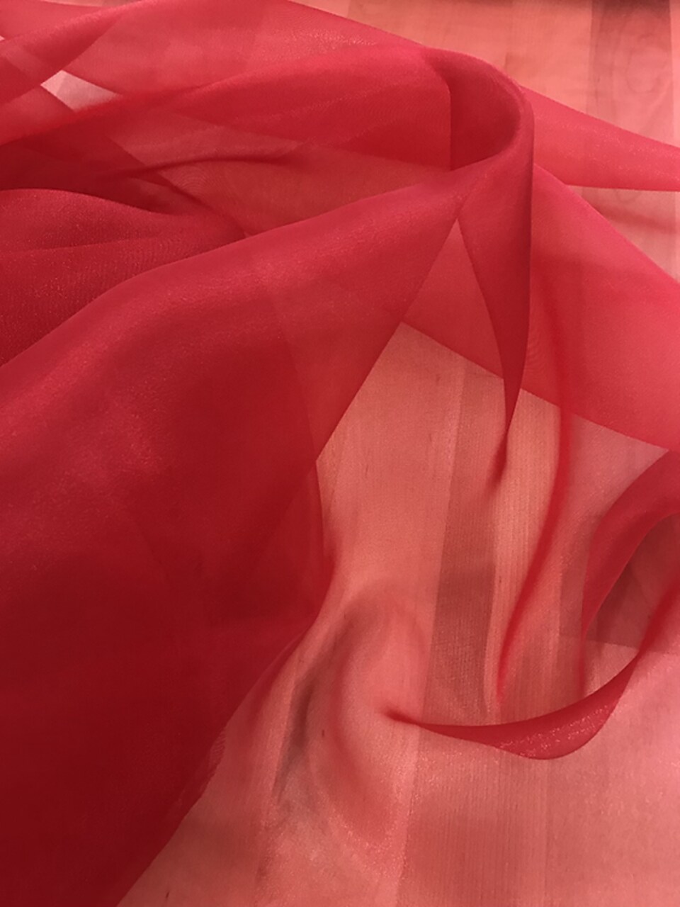 1 Yard Red Crystal Organza Sheer Shiny Fabric 100% Polyester Lightweight for Sewing and Decorations